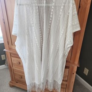 White lace beach cover up